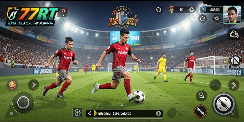 Tampilan gameplay mendebarkan dari 777RT yang menampilkan aksi sepak bola.