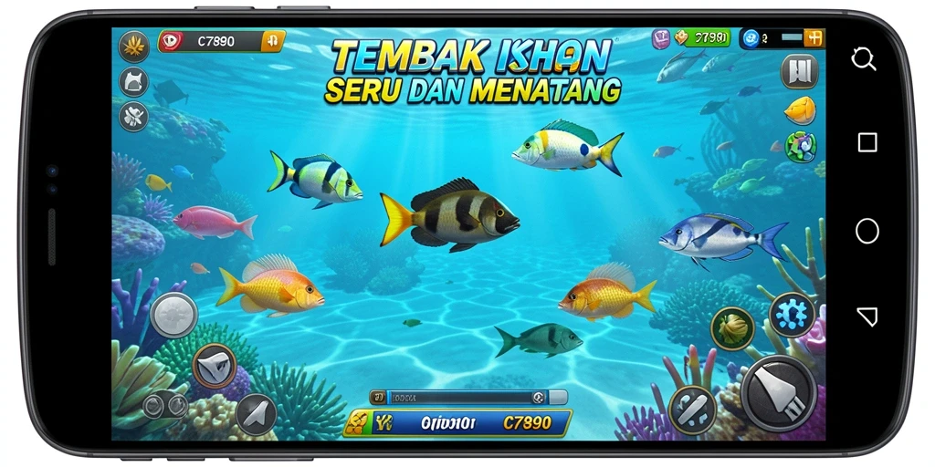 Tampilan screenshot C7890 menampilkan aksi menembak ikan yang menarik.