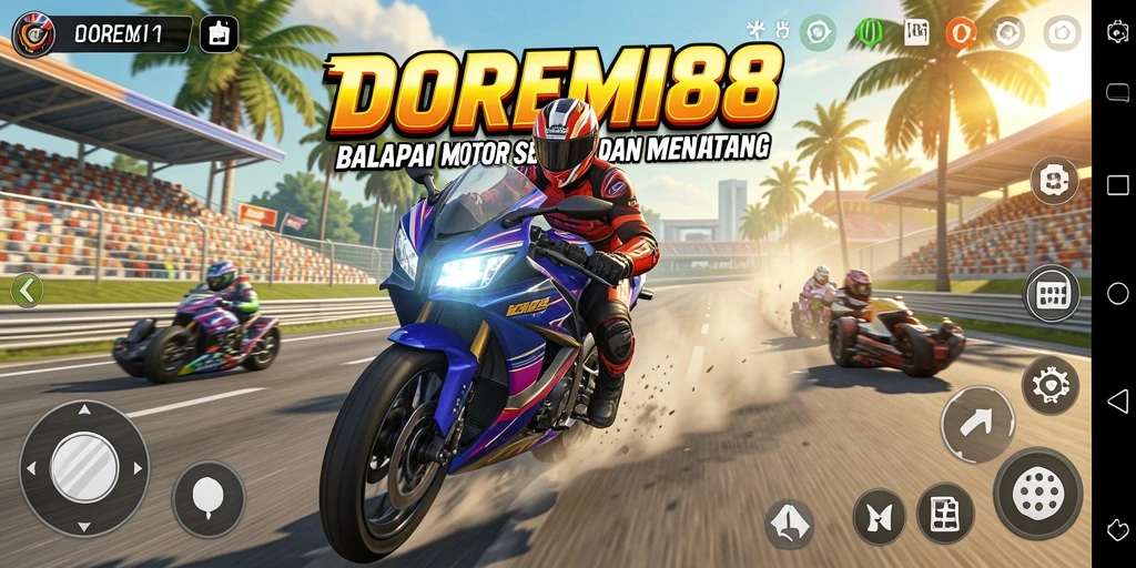 Tampilan seru gameplay balapan motor di DOREMI88.