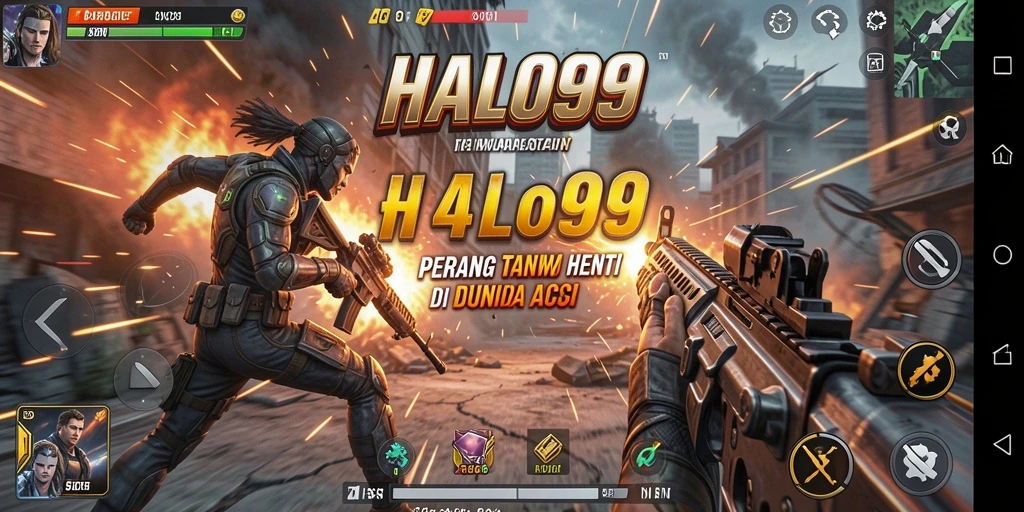 Menampilkan aksi mendebarkan dalam gameplay HALO99.