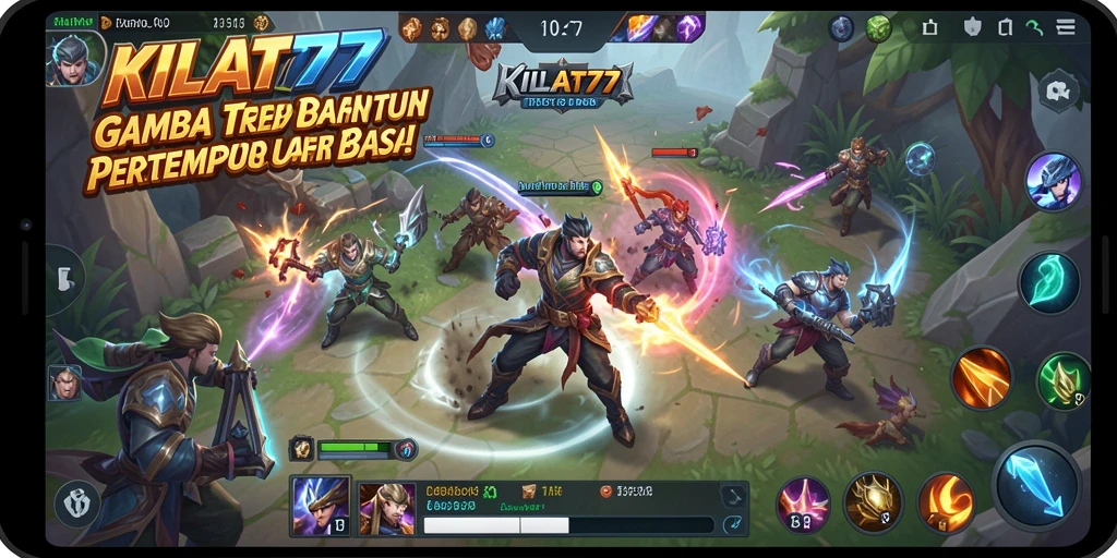 Gameplay seru KILAT77 dengan aksi MOBA yang mendebarkan.
