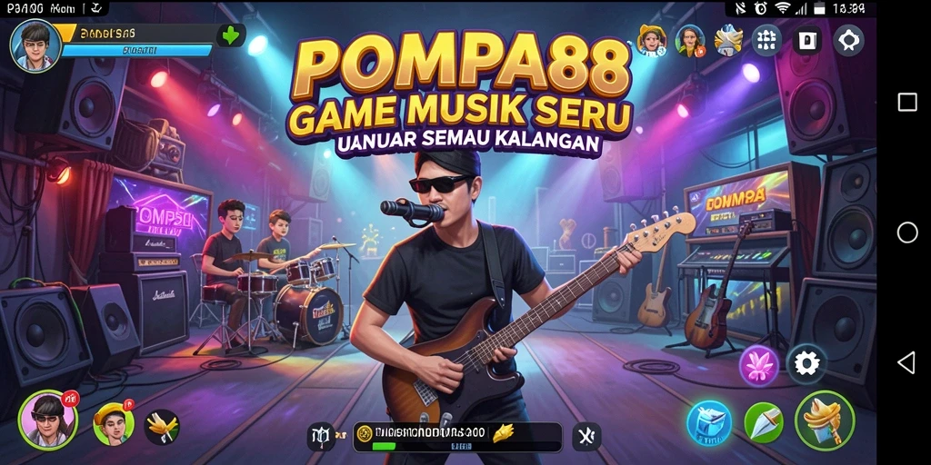 Screenshot utama POMPA88 menampilkan gameplay musik yang seru dan interaktif.