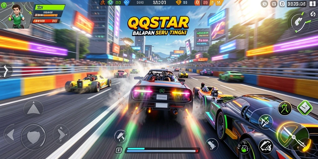 Tampilan gameplay Racing yang mendebarkan di QQSTAR.