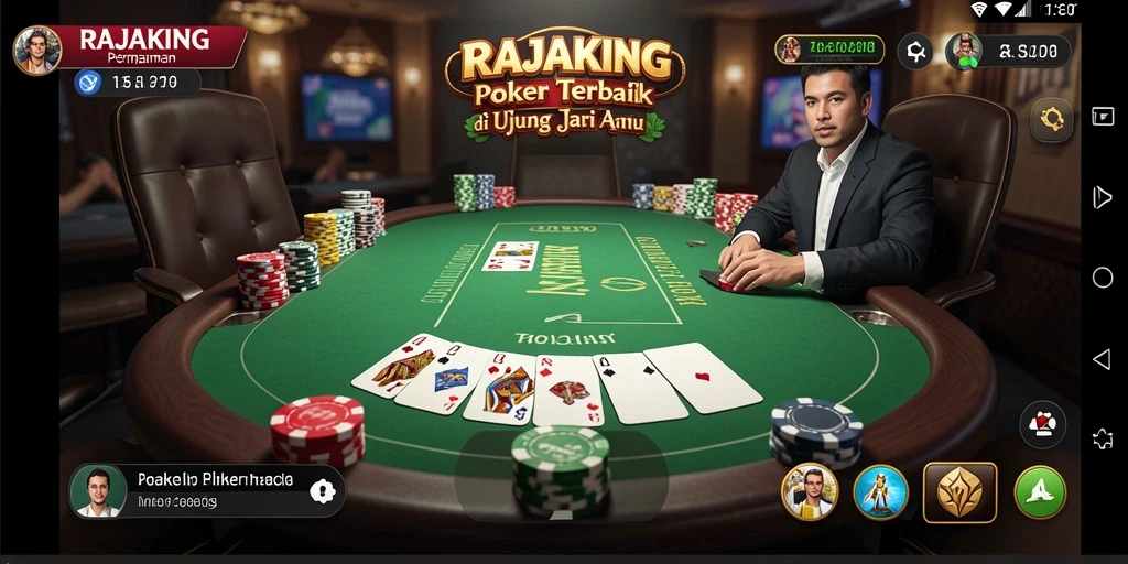 Tampilan gameplay RAJAKING yang mendebarkan saat bermain poker.