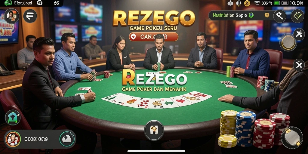 Tampilan gameplay menarik dengan berbagai pemain Poker aktif.
