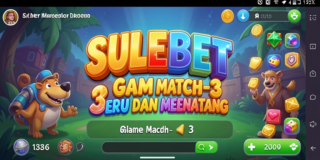 Tangkapan layar gameplay SULEBET dengan aksi Match-3 yang seru.